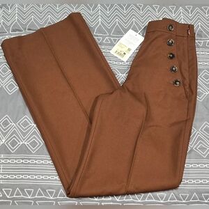 Sezane Marino High Waisted Wide Leg Trousers In Chocolate Size 0